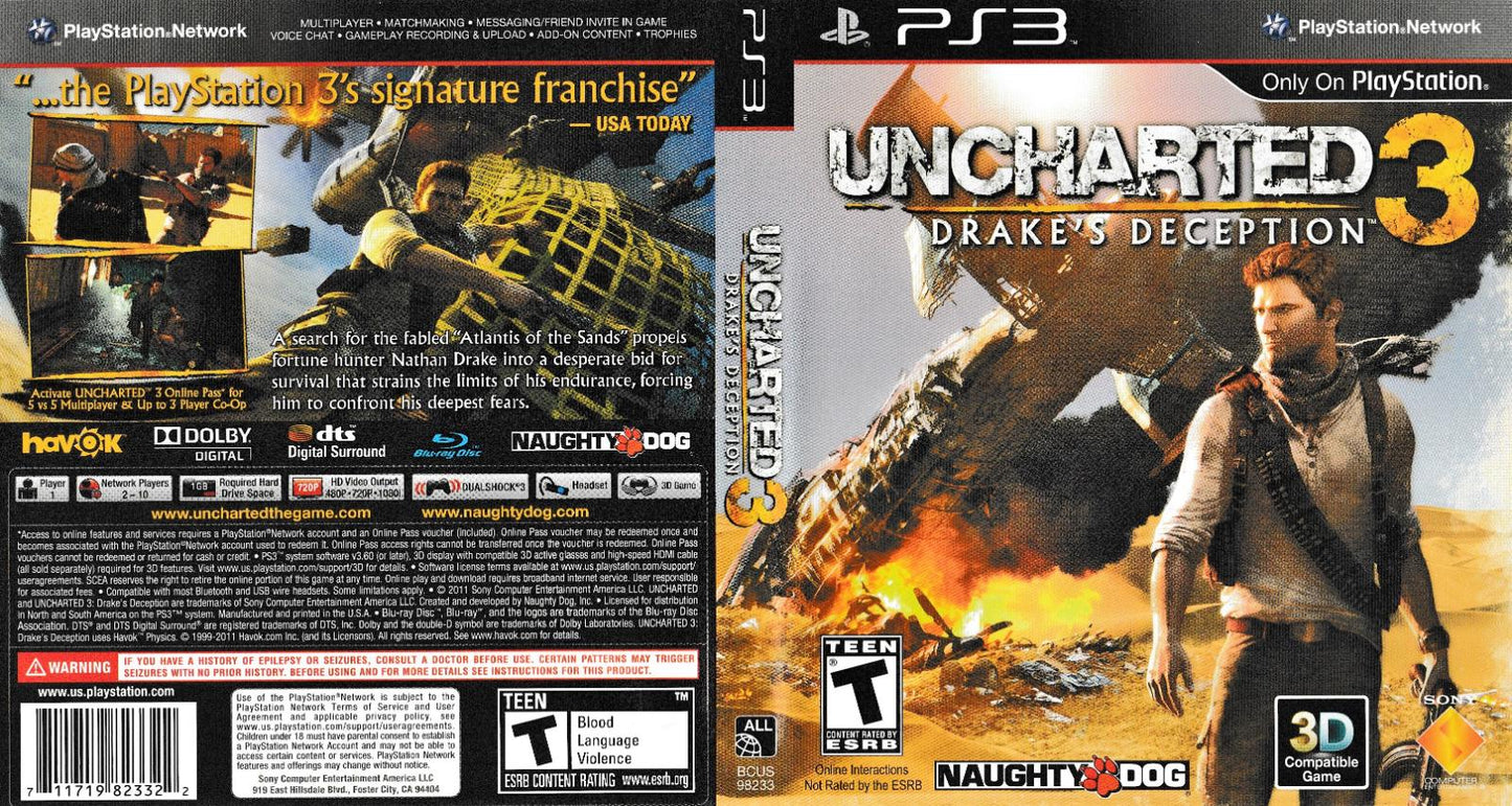 Uncharted 3: Drake's Deception - PS3 Game - Used