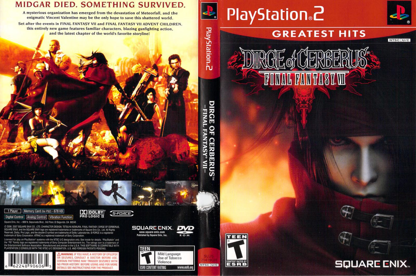 Final Fantasy VII Dirge of Cerberus - PS2 Game - Used