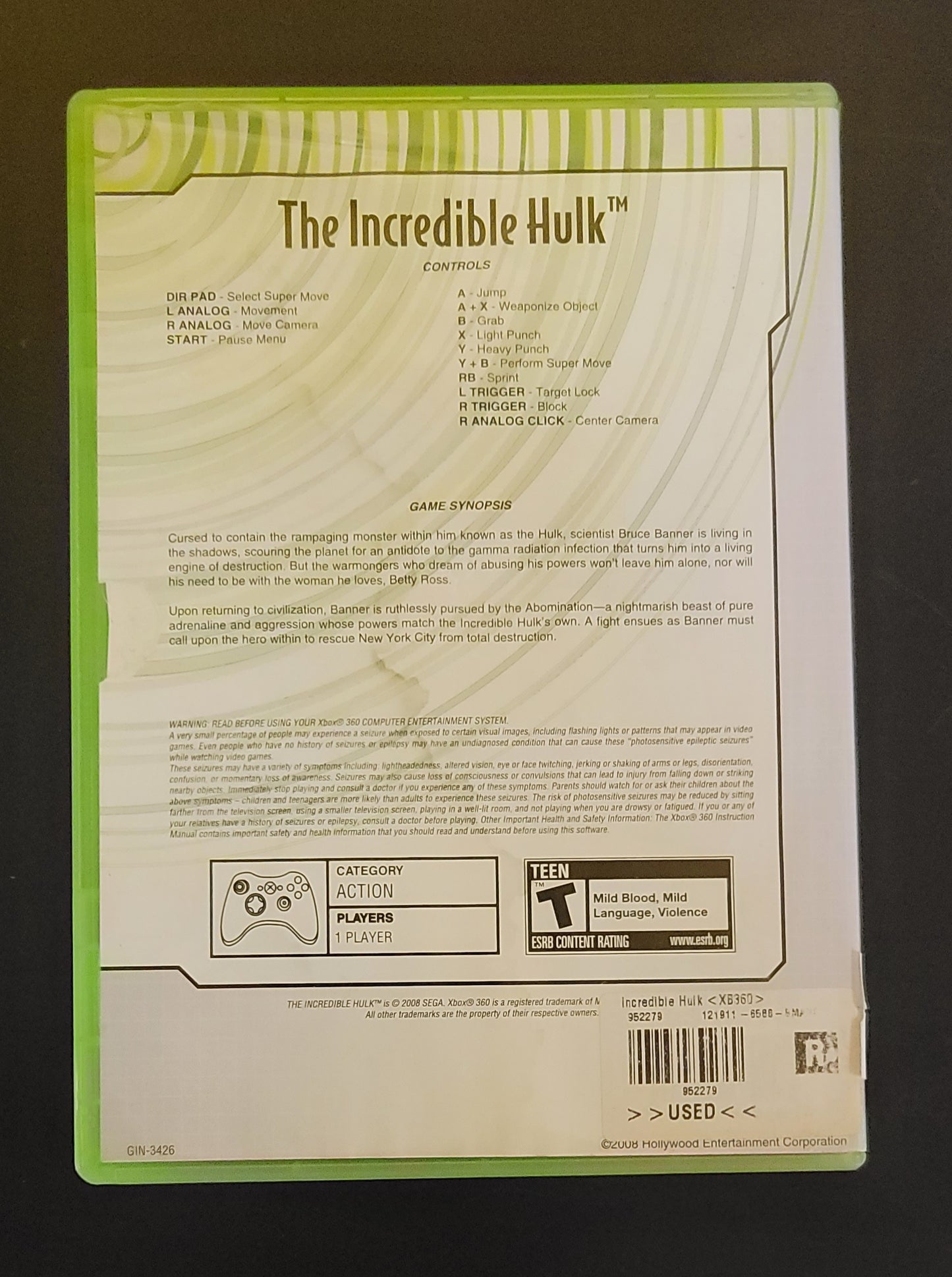 Incredible Hulk - Xb360 - Used
