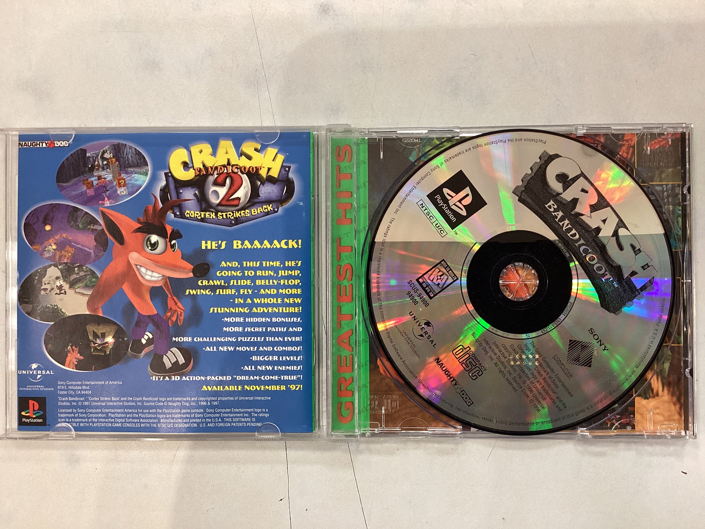 Crash Bandicoot (Greatest Hits) - PS1- Used