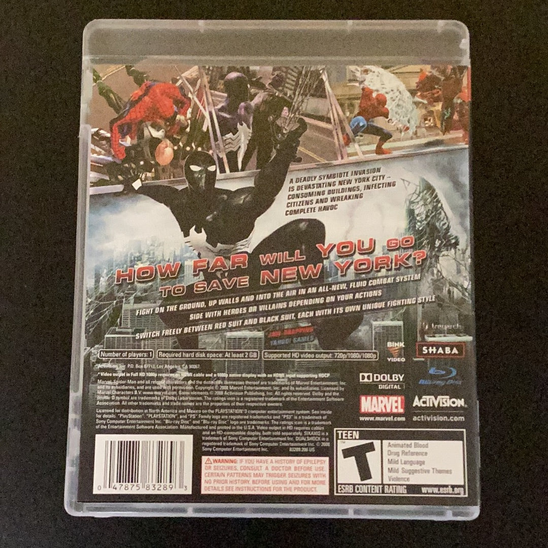 Spiderman Web of Shadows - PS3 Game- Used