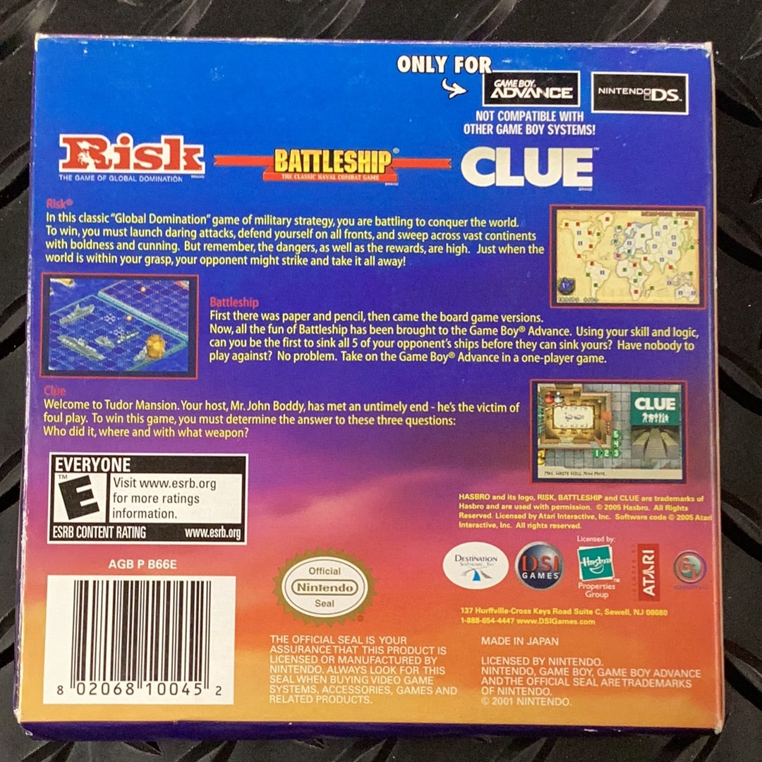 Risk / Battleship / Clue - GBA - Used