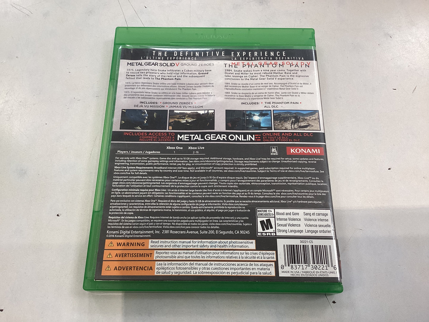 Metal Gear Solid V; The Definitive Experience -XB1- Used