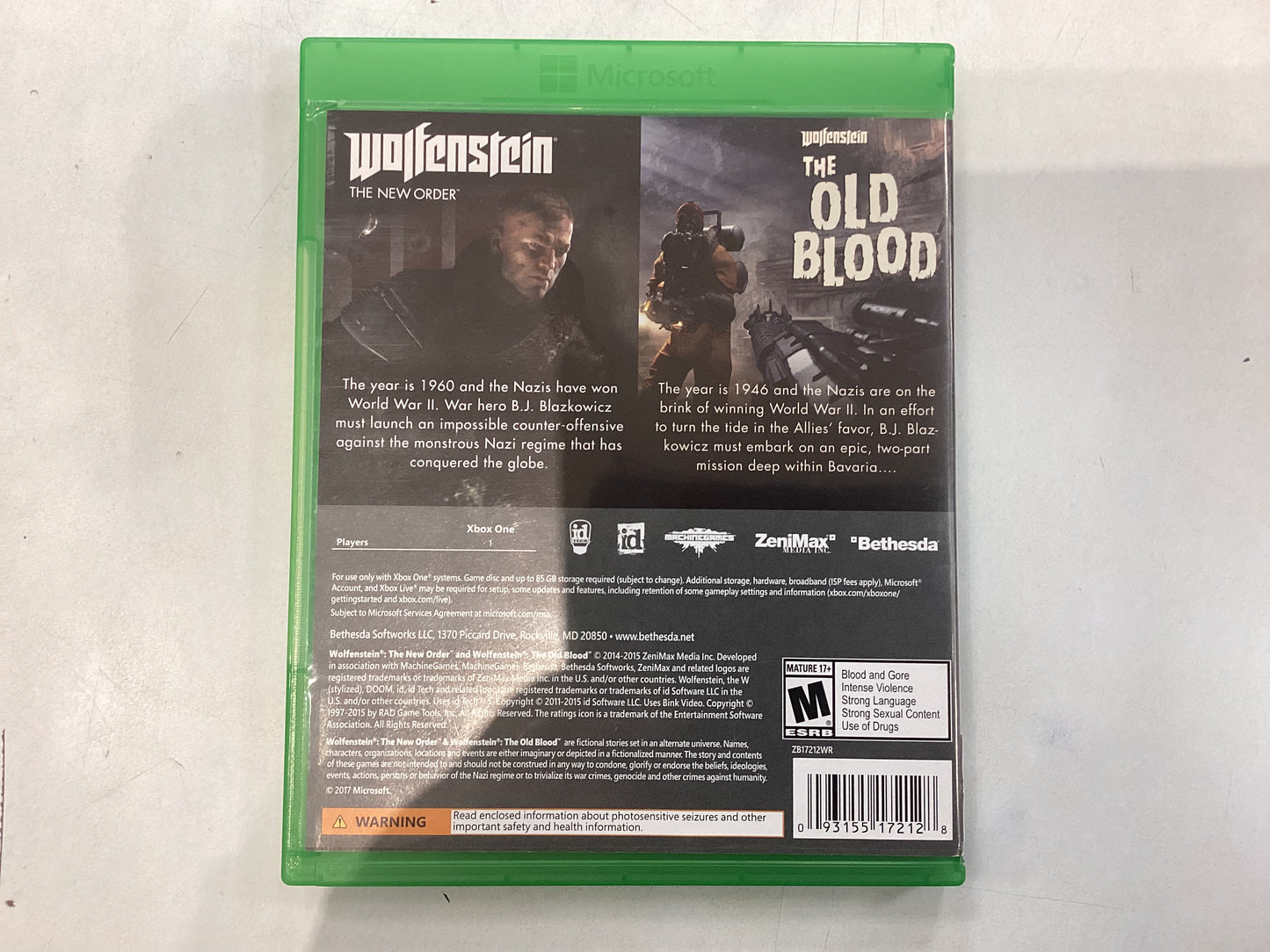 Wolfenstein; The New Order/The Old Blood -XB1- Used