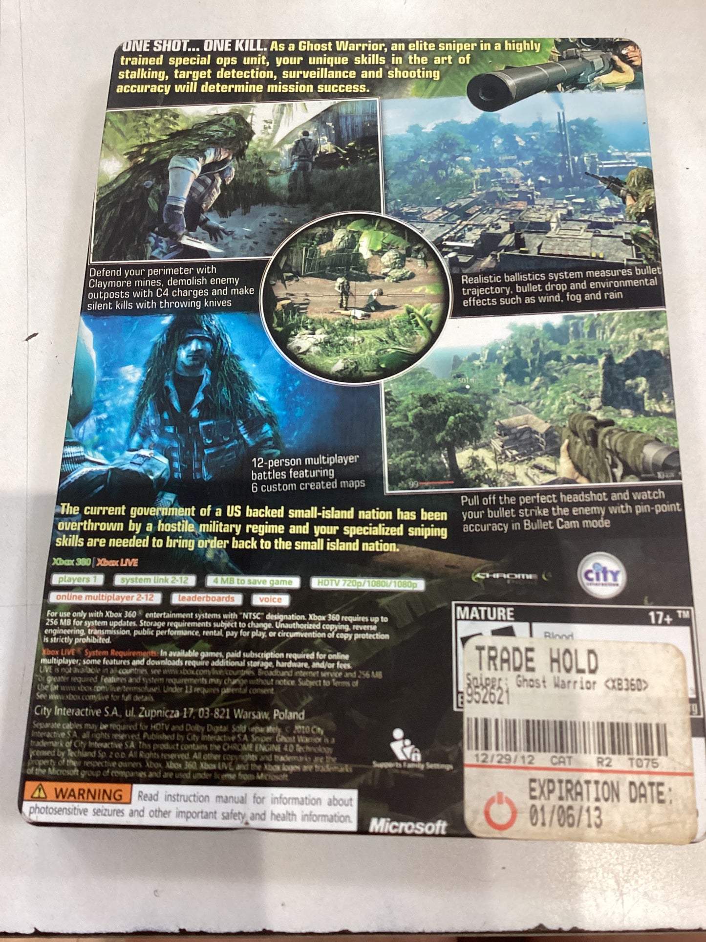 Sniper Ghost Warrior (Steel Book) -XB360- Used