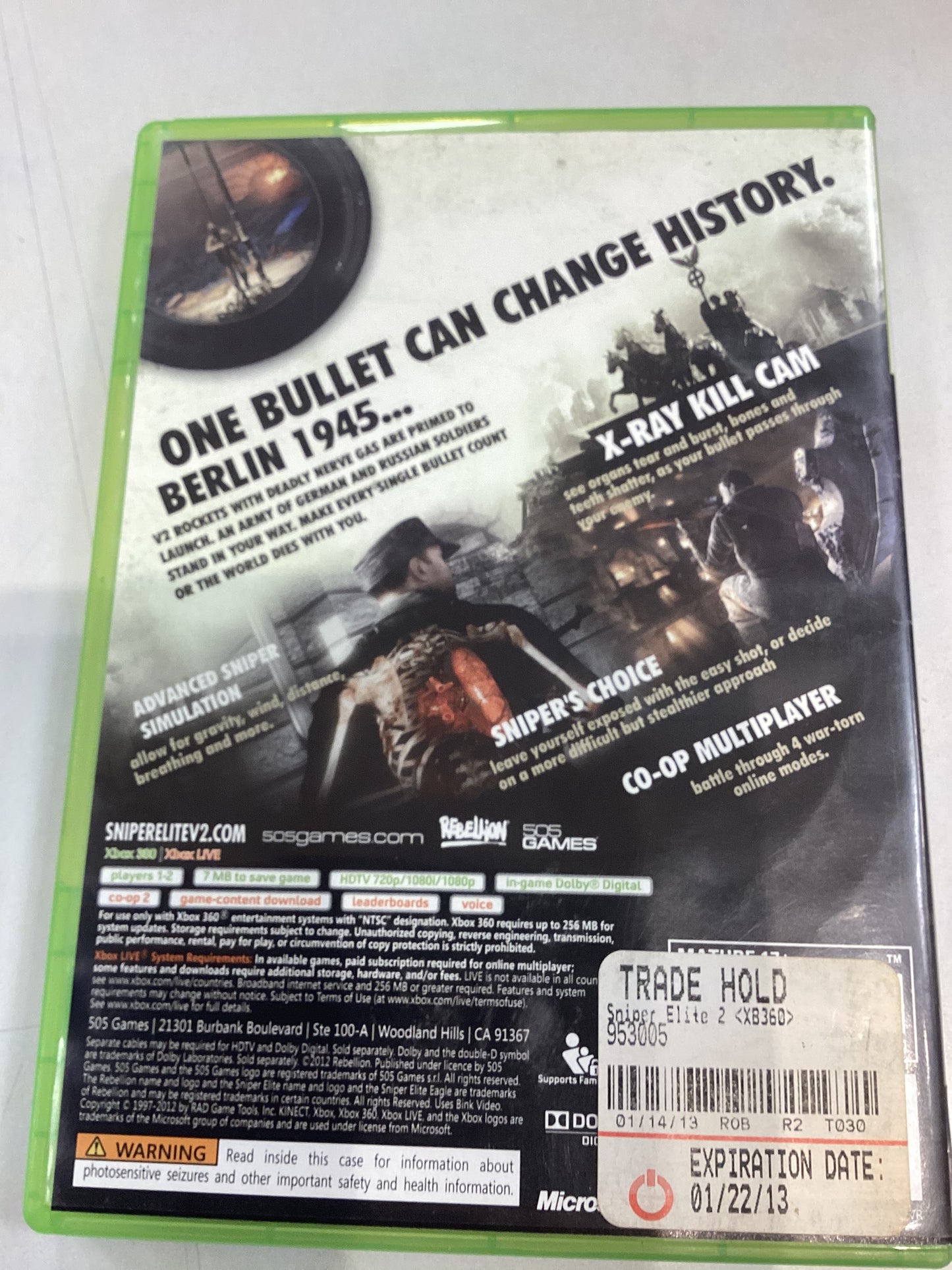 Sniper Elite V2 -XB360- Used