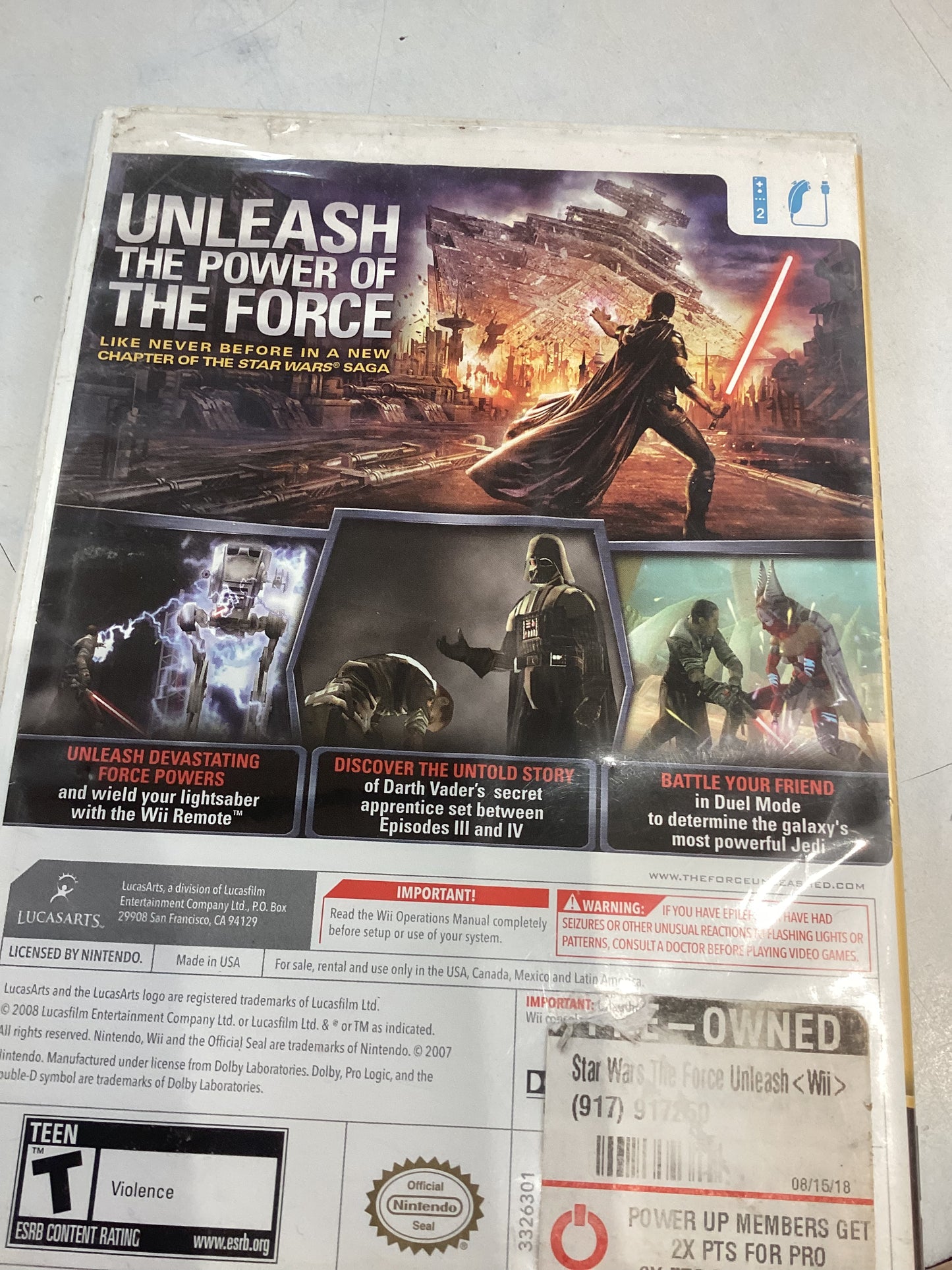 Star Wars The Force Unleashed -Wii- Used