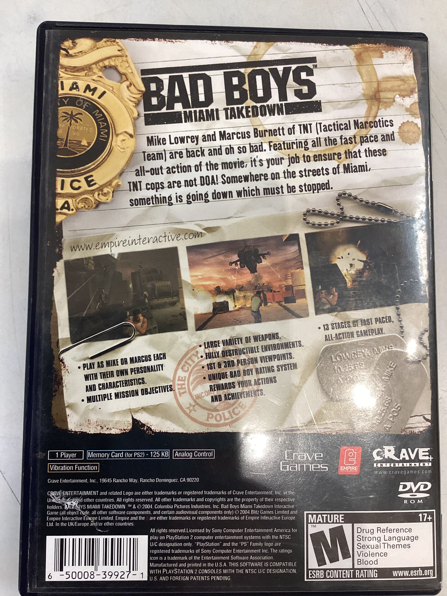 Bad Boys Miami Takedown -PS2- Used