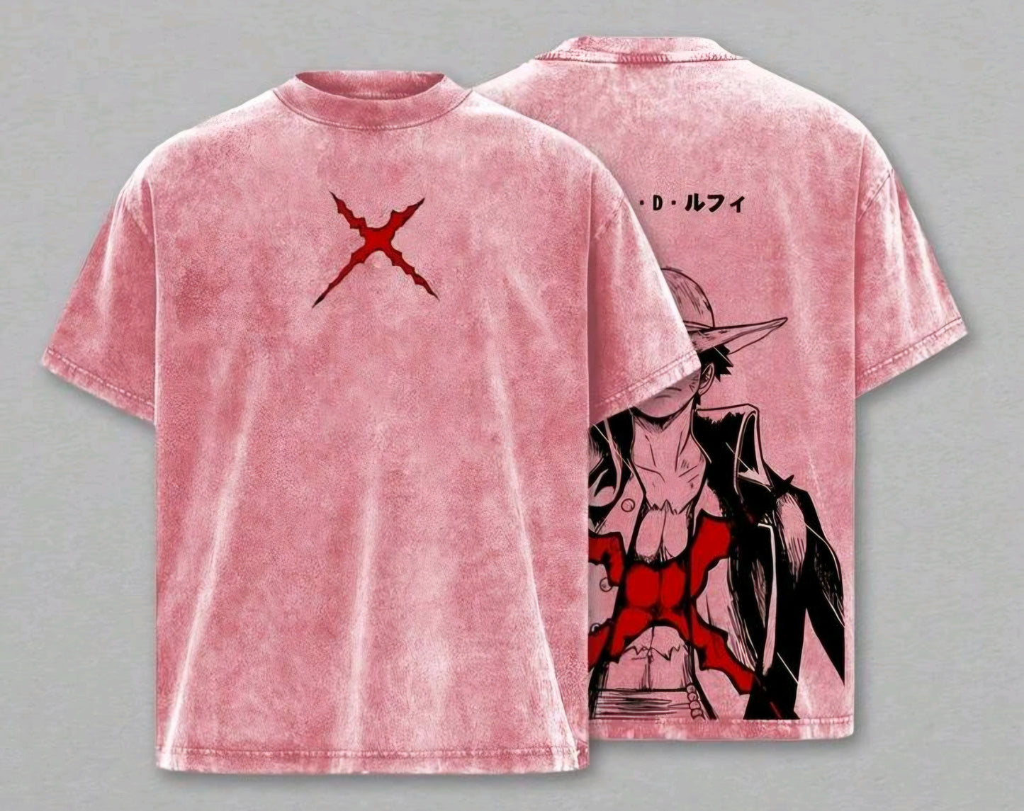 OP Luffy Tshirt - Pink - Clothing